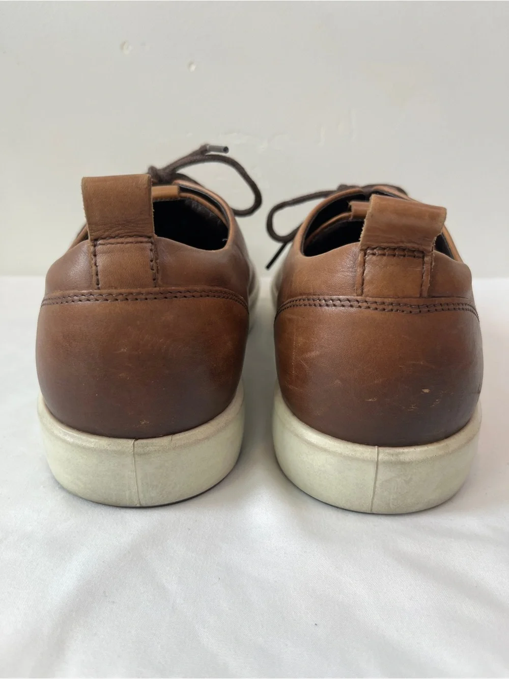 ECCO Soft 7 Cognac Brown Leather Lace Up Sneakers Mens US 9 EU 43 UK 9.5 440604